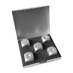 Set of 5 aluminum dice, model D5AA, silver color